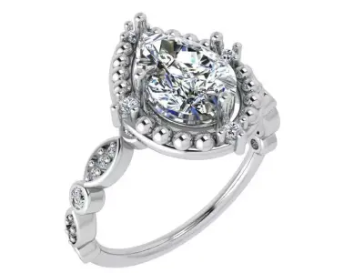Pear Halo Ring 3718 3D print model