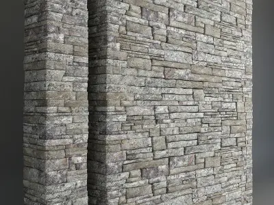 Stone Wall 3D model 2