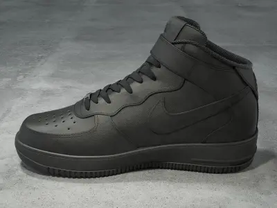 Nike Air Force 1 Mid black Low-poly 3D model