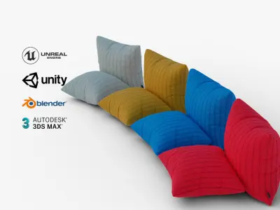 Knitted Cushions with a Chain Pattern Value Pack Low-poly 3D model