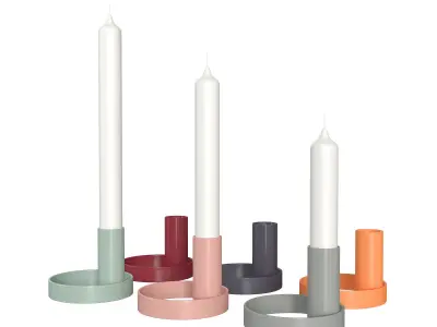Colorful Candle Holder Set 3D model