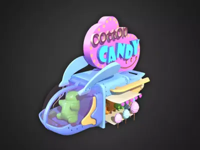 Asset - Cartoons - Food Car -  Cotton Candy 3D model