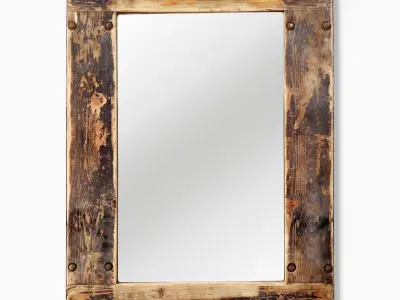 Reclaimed Industrial Dolly Wood Mirror 3D model