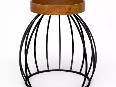 Metalico round End-Table mango wood finish Low-poly 3D model