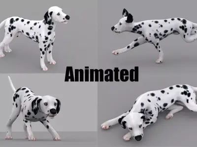 dog dalmatain spotty dog 3D model