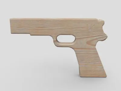 Wooden Toy Gun 2 Low-poly 3D model