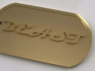 Beast Dog Tag Pendant Gold Silver Platinum Luxury Jewelry 3D print model