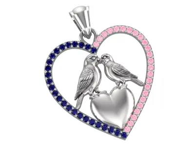Love Birds Heart Pendant 3D print model