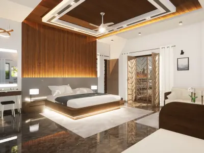 Bedroom Interior- Wooden Finishing Free 3D model