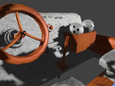 Fred Flintstones Cartoon Car Low-poly 3D model