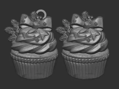 christmas cupcake decor  3D print model