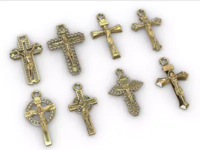 dijes- Colgantes paquete de 8 cristos -v- 3D print model