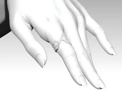 Female Woman Girl Carved Pattern Floral Spoon Style Ring 3D print model