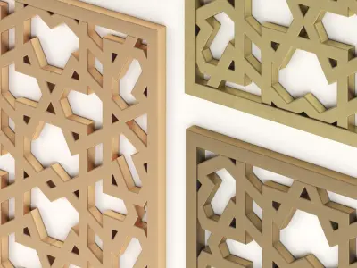 Arabic Islamic pattern decorative gold plaster 3D model
