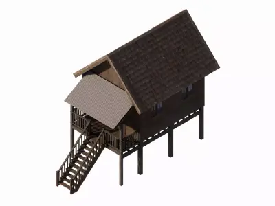 Thai Isan Stilt House Traditional 3D model