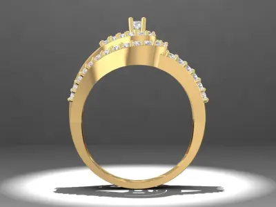 Luxury Ruby and Diamond Double Band Ring for Women 1729 3D print model