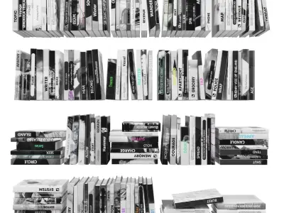 Books 150 pieces 2-1-5 Low-poly 3D model