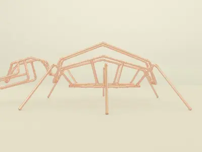Copper pipes spider decoration  Free 3D model