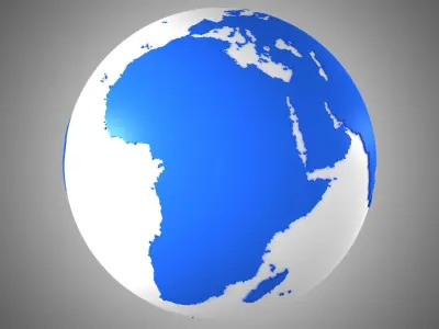 Solid Color Blue White Globe 3D model