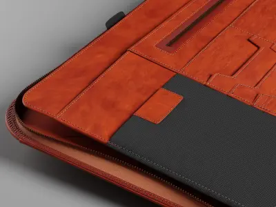 Open Leather portfolio bag Low-poly 3D model