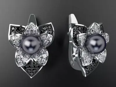 Earrings with flower 3D print model