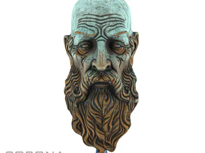 Wise Man Sculpture with Watercolor Finish Low-poly 3D model
