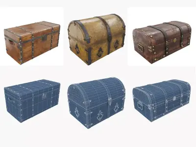Vintage chests 3D Model Collection