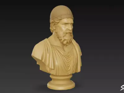 Greek God Hephaestus Bust Low-poly 3D model