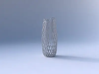 Vase double arc hexagon with diagonal grid lattice 3D print model