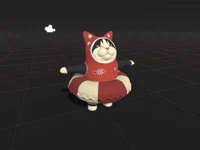 swimming Cat Low-poly 3D model