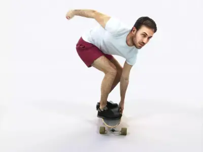 Flow 03E Riding a Skateboard Sports Man Low-poly 3D model