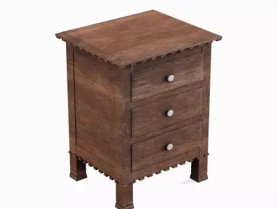 Old Wooden Dresser 05 Low-poly 3D model