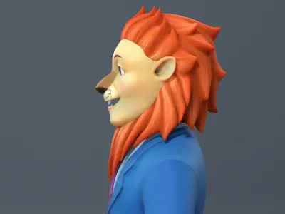 Cartoon lion business suit  character Low-poly 3D model
