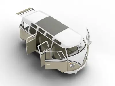 Volkswagen T1 Samba Bus 1950 HQ 3d model 3D model