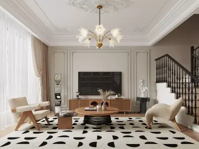 luxury living room dining room interior scenes  06 3D model