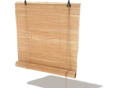 Brown wooden modern hanging shutters window blind 004 AM60 3D model