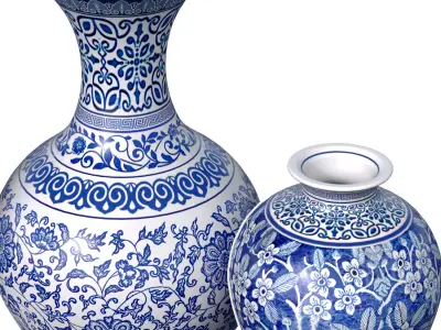 Decorative porcelain vase flowerpot pot urn jar Chinese style  3D model