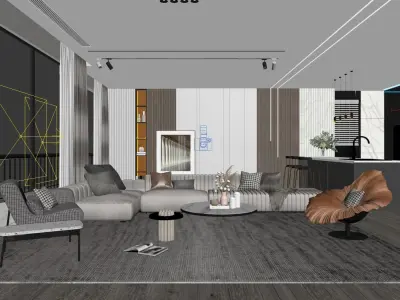 Living Room Interior Scene 3D model purchase