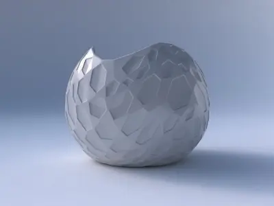 Bowl Spheric wavy with crystal dents 3D print model