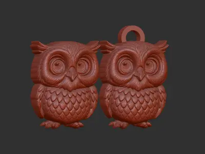 owl cartoon keychain cnc model 3D print model