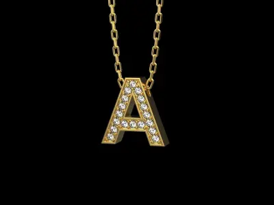 Pendant letter A with stones N13 3D print model