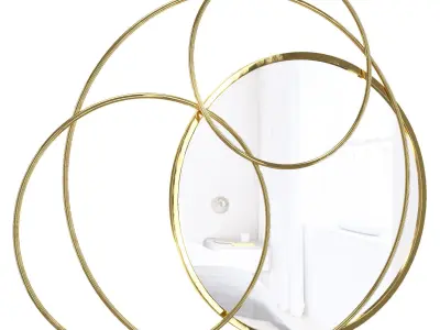 KFG088 Mirror in a metal frame color gold 3D model