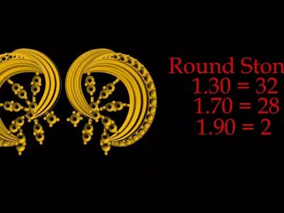 Beautiful Gold Tops Earring - 0014 3D print model