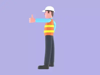 Stylized 3D Male Architect Character - Cartoon Thumbs Up Pose 3D model