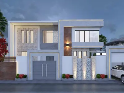 modern villa 3D model 14