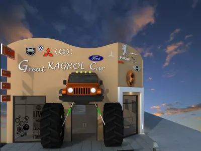 3D modelling cafe and workshop 3D model