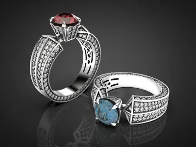 Luxury engagement ring R30 3D print model