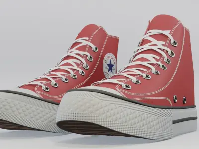 Basketball Leather Shoes Converse All Star  Red 3D model