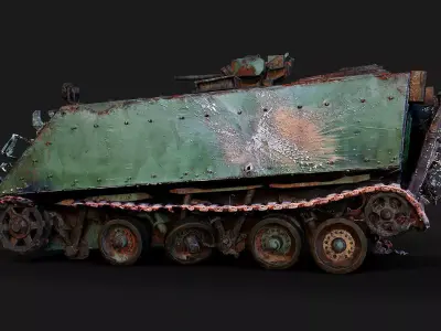 war destroyed APC M113 vehicle wreck PBR photogrammetry Low-poly 3D model