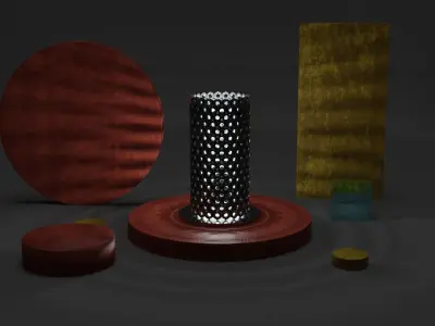 Stylized nut led lamp Low-poly 3D model